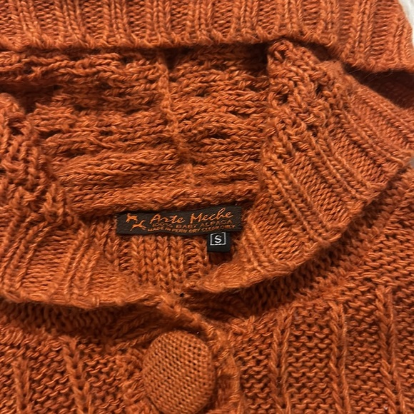 Peruvian Arte Meche Orange baby alpaca hoodie cardigan button down knit … - Picture 7 of 10